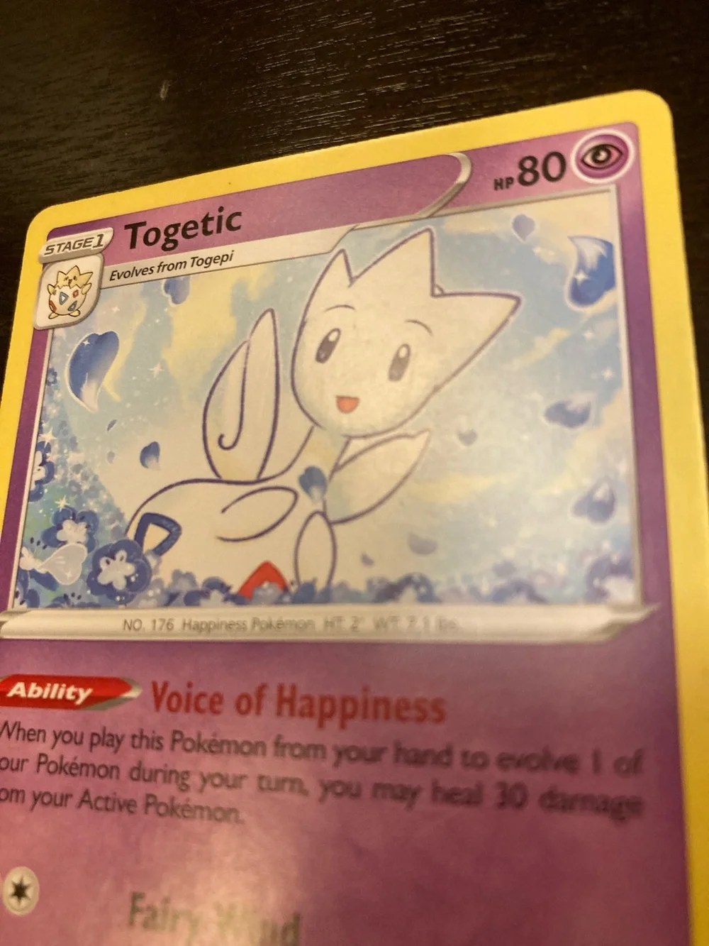 Pokemon Togetic Trading Card - Purple & Yellow